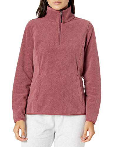 Amazon Essentials Women's Classic-Fit Long-Sleeve Quarter-Zip Polar Fleece Pullover Jacket (Available in Plus Size), Burgundy Heather, Large